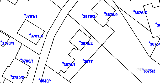 Parcela st. 3676/2 v KÚ Hlučín, Katastrální mapa