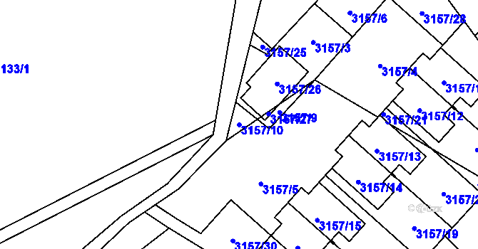 Parcela st. 3157/10 v KÚ Hlučín, Katastrální mapa