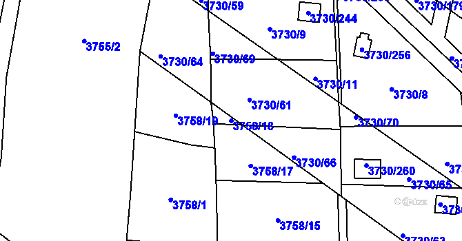 Parcela st. 3758/18 v KÚ Hlučín, Katastrální mapa