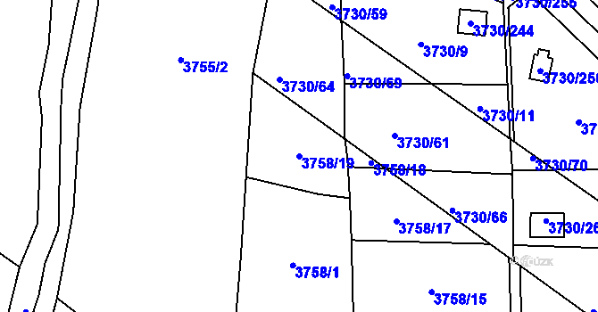 Parcela st. 3758/19 v KÚ Hlučín, Katastrální mapa