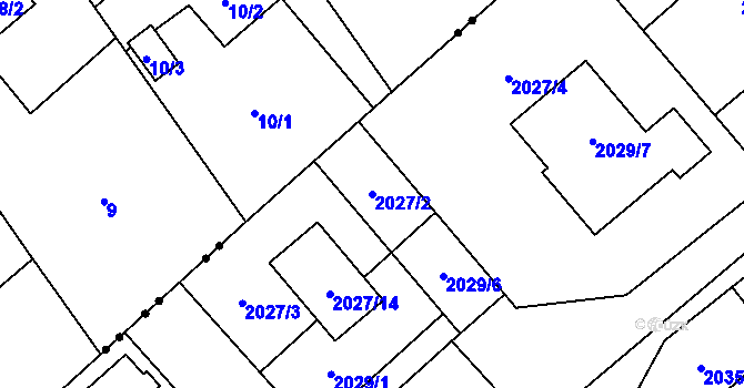 Parcela st. 2027/2 v KÚ Hlučín, Katastrální mapa