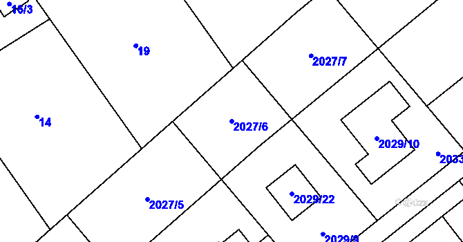 Parcela st. 2027/6 v KÚ Hlučín, Katastrální mapa