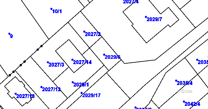 Parcela st. 2029/6 v KÚ Hlučín, Katastrální mapa