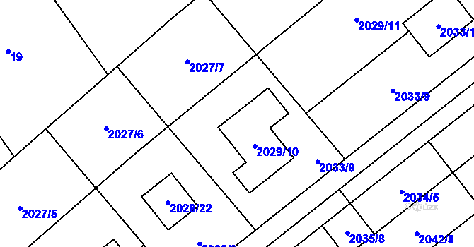Parcela st. 2029/10 v KÚ Hlučín, Katastrální mapa