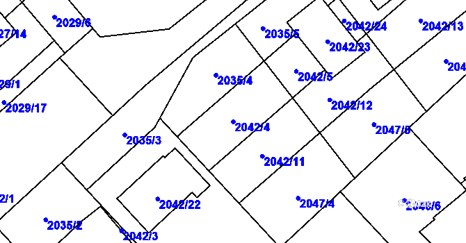 Parcela st. 2042/4 v KÚ Hlučín, Katastrální mapa