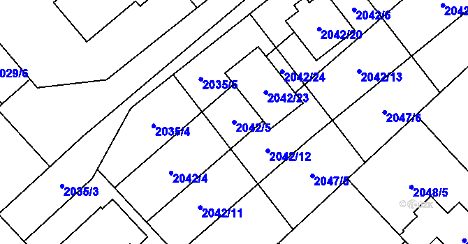 Parcela st. 2042/5 v KÚ Hlučín, Katastrální mapa