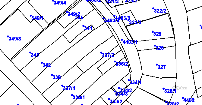 Parcela st. 337/2 v KÚ Hlučín, Katastrální mapa