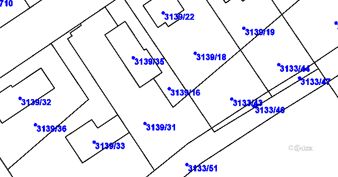 Parcela st. 3139/16 v KÚ Hlučín, Katastrální mapa
