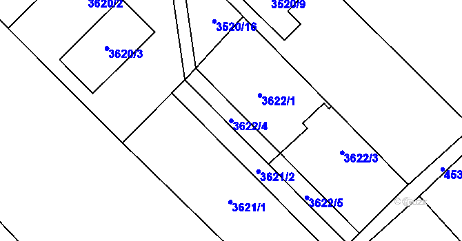 Parcela st. 3622/4 v KÚ Hlučín, Katastrální mapa