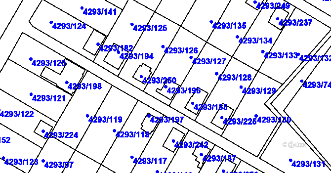 Parcela st. 4293/196 v KÚ Hlučín, Katastrální mapa
