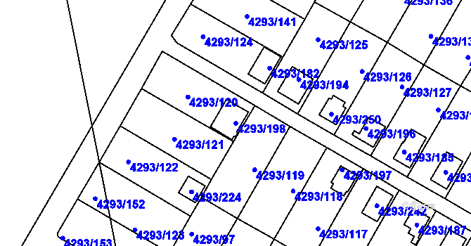 Parcela st. 4293/198 v KÚ Hlučín, Katastrální mapa