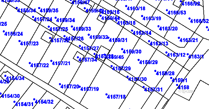 Parcela st. 4159/45 v KÚ Hlučín, Katastrální mapa