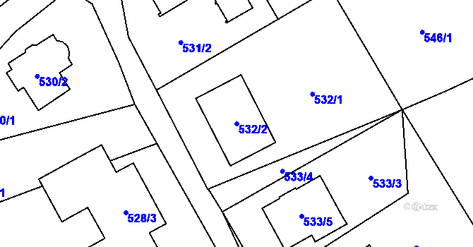 Parcela st. 532/2 v KÚ Hlučín, Katastrální mapa