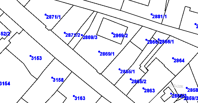 Parcela st. 2869/1 v KÚ Hlučín, Katastrální mapa