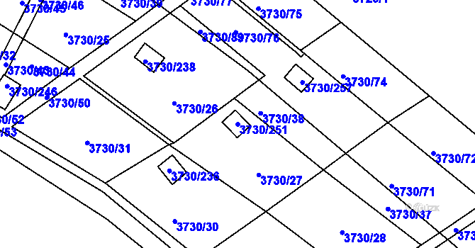 Parcela st. 3730/251 v KÚ Hlučín, Katastrální mapa