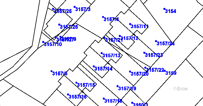 Parcela st. 3157/13 v KÚ Hlučín, Katastrální mapa