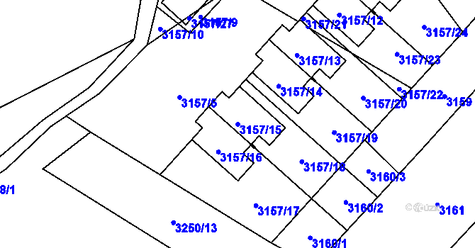 Parcela st. 3157/15 v KÚ Hlučín, Katastrální mapa