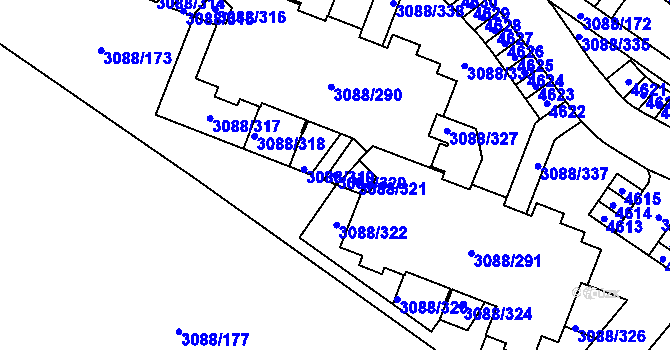 Parcela st. 3088/320 v KÚ Hlučín, Katastrální mapa