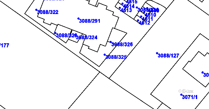 Parcela st. 3088/325 v KÚ Hlučín, Katastrální mapa