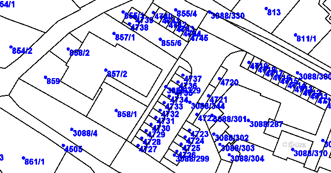 Parcela st. 3088/329 v KÚ Hlučín, Katastrální mapa