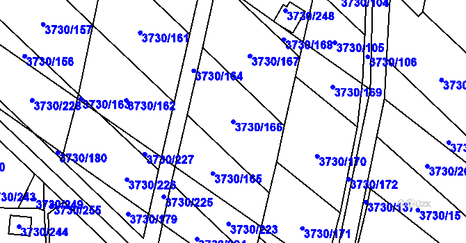 Parcela st. 3730/166 v KÚ Hlučín, Katastrální mapa