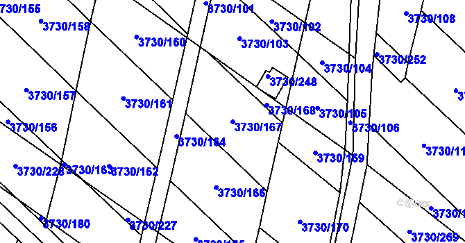 Parcela st. 3730/167 v KÚ Hlučín, Katastrální mapa