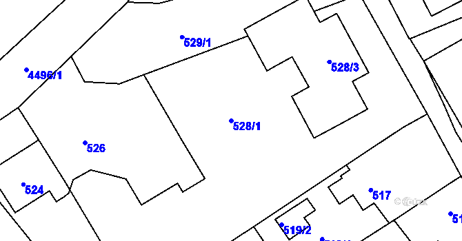 Parcela st. 528/1 v KÚ Hlučín, Katastrální mapa