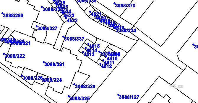 Parcela st. 3088/336 v KÚ Hlučín, Katastrální mapa