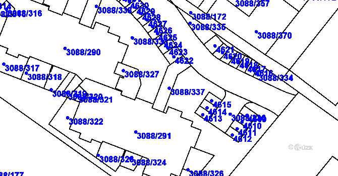 Parcela st. 3088/337 v KÚ Hlučín, Katastrální mapa