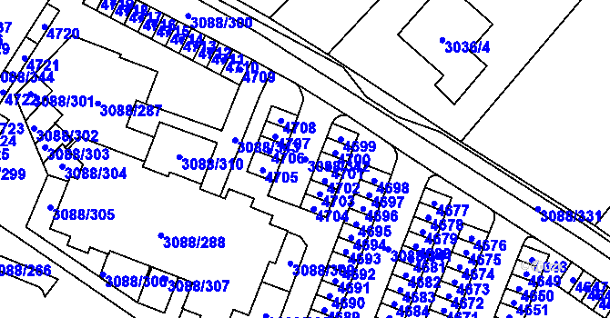 Parcela st. 3088/342 v KÚ Hlučín, Katastrální mapa