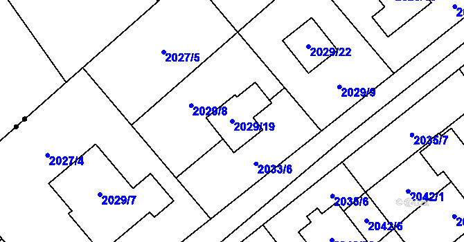 Parcela st. 2029/19 v KÚ Hlučín, Katastrální mapa