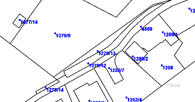 Parcela st. 1279/13 v KÚ Hlučín, Katastrální mapa