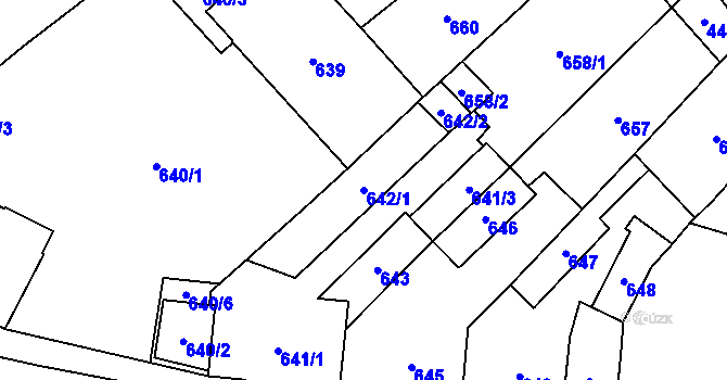 Parcela st. 642/1 v KÚ Hlučín, Katastrální mapa