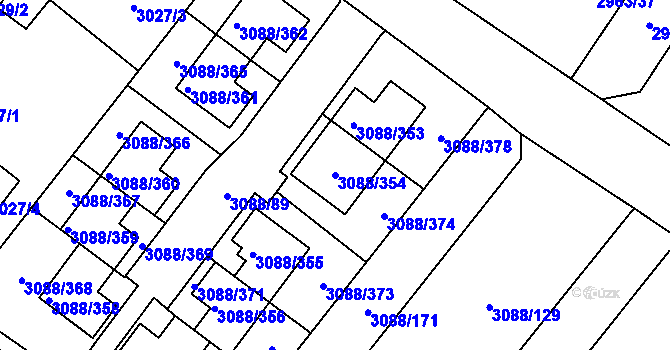 Parcela st. 3088/354 v KÚ Hlučín, Katastrální mapa