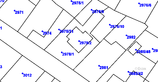 Parcela st. 2978/2 v KÚ Hlučín, Katastrální mapa
