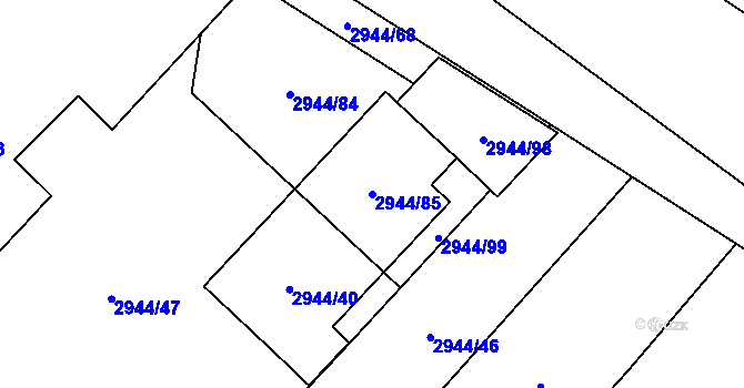 Parcela st. 2944/85 v KÚ Hlučín, Katastrální mapa