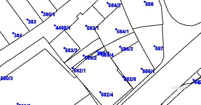 Parcela st. 583/4 v KÚ Hlučín, Katastrální mapa