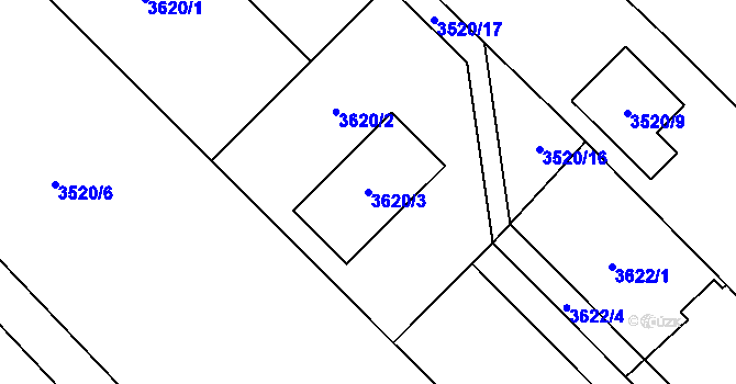 Parcela st. 3620/3 v KÚ Hlučín, Katastrální mapa