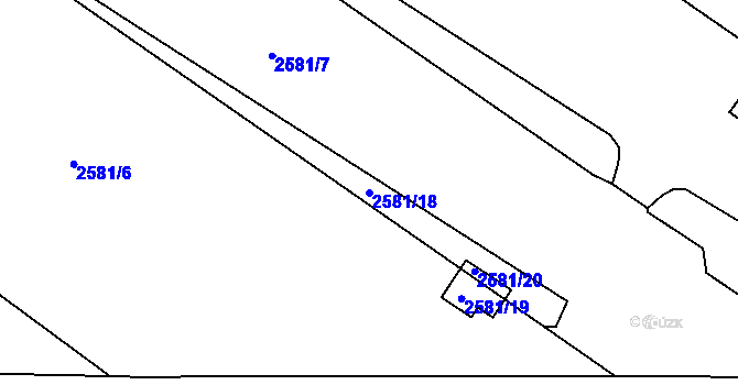 Parcela st. 2581/18 v KÚ Hlučín, Katastrální mapa