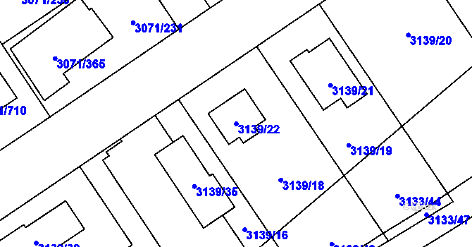 Parcela st. 3139/22 v KÚ Hlučín, Katastrální mapa