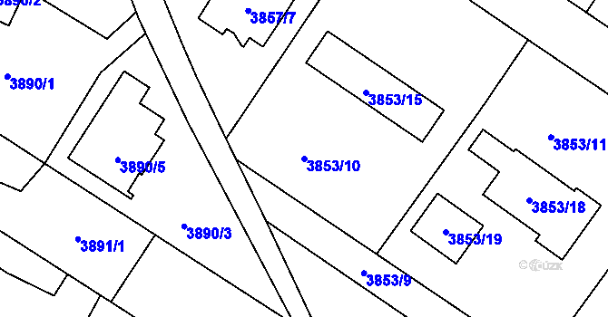 Parcela st. 3853/10 v KÚ Hlučín, Katastrální mapa