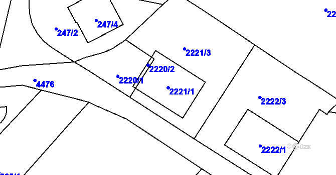 Parcela st. 2221/1 v KÚ Hlučín, Katastrální mapa