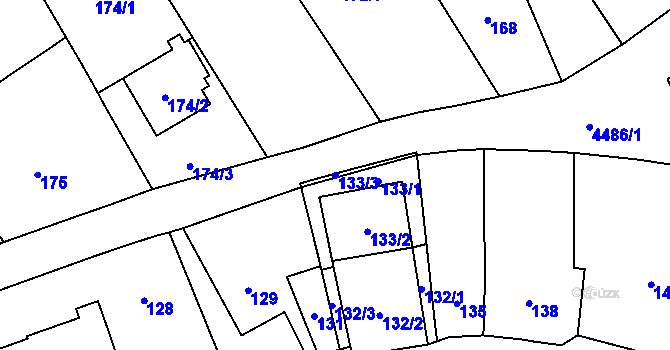 Parcela st. 133/3 v KÚ Hlučín, Katastrální mapa
