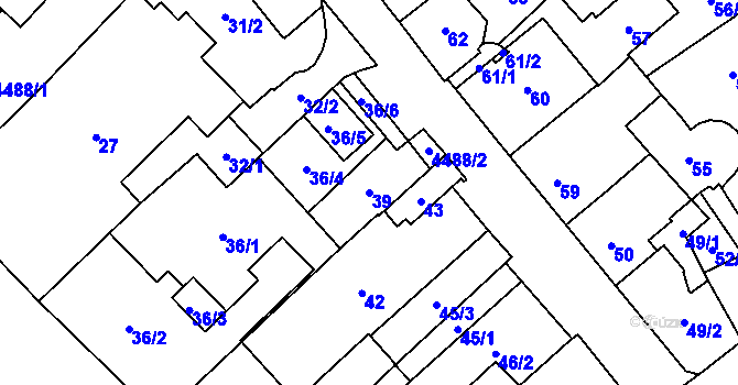 Parcela st. 39 v KÚ Hlučín, Katastrální mapa