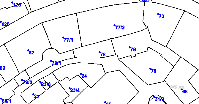 Parcela st. 78 v KÚ Hlučín, Katastrální mapa