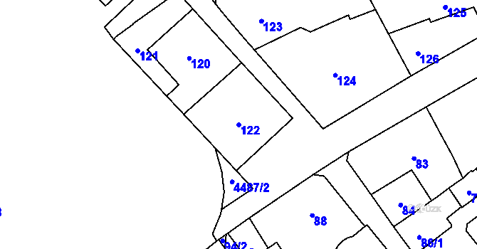 Parcela st. 122 v KÚ Hlučín, Katastrální mapa