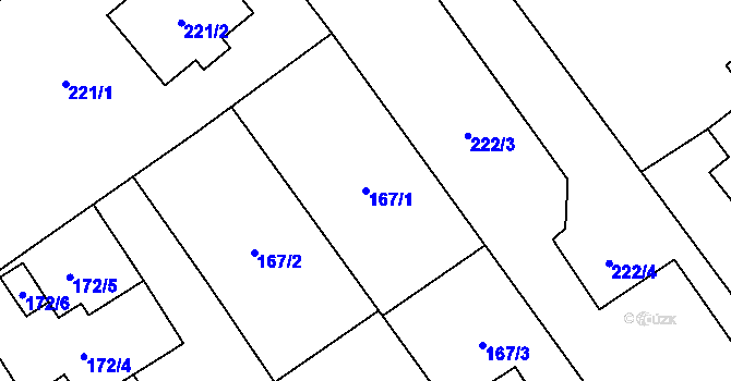 Parcela st. 167/1 v KÚ Hlučín, Katastrální mapa
