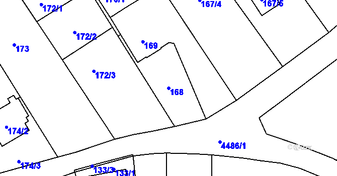 Parcela st. 168 v KÚ Hlučín, Katastrální mapa