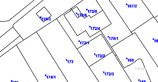 Parcela st. 172/1 v KÚ Hlučín, Katastrální mapa