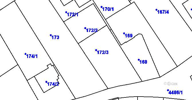Parcela st. 172/3 v KÚ Hlučín, Katastrální mapa
